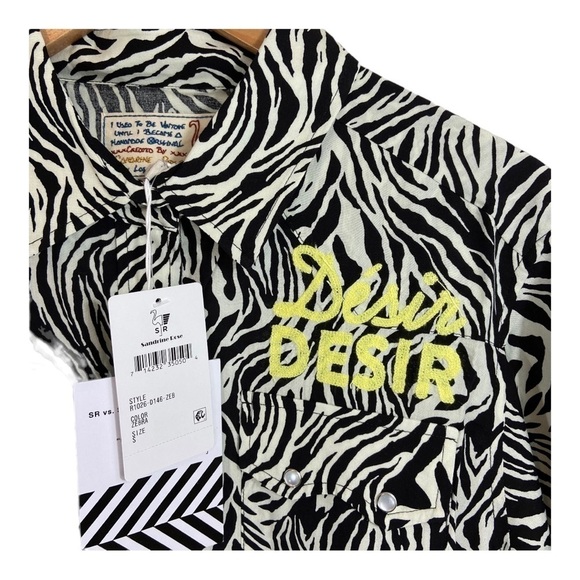 Sandrine Rose Embroidered Desir Zebra Print Top NWT - Picture 3 of 7